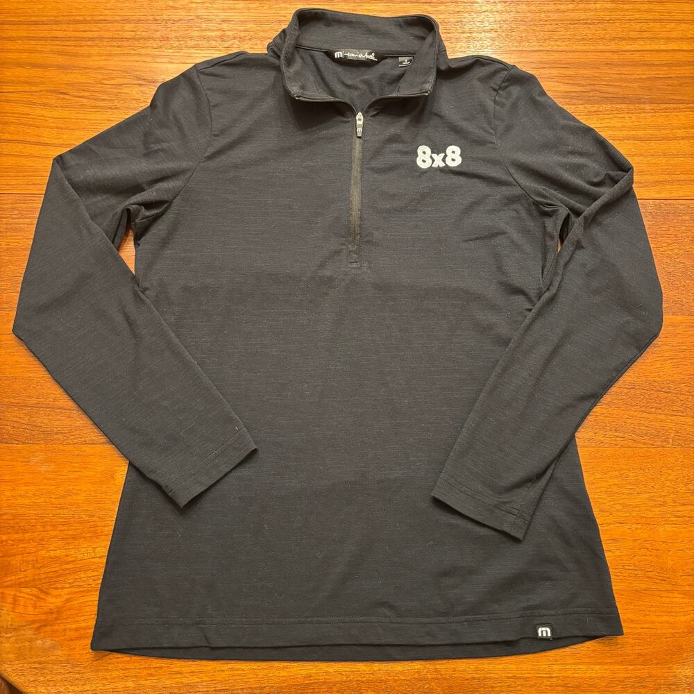 Travis Mathew Women's Black Navy Blue 1/4 Zip Pull Over Golf Sweater Size Small